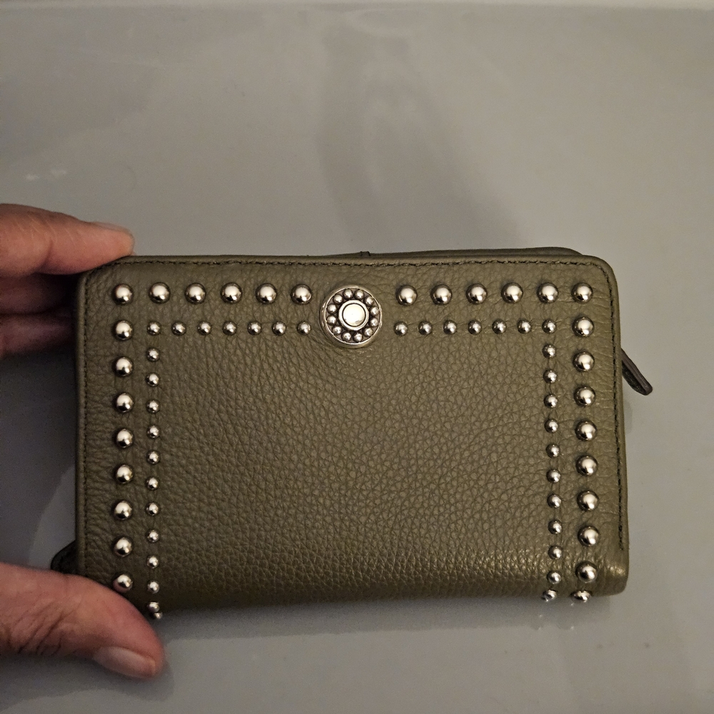 Olive Studded Women's Wallet